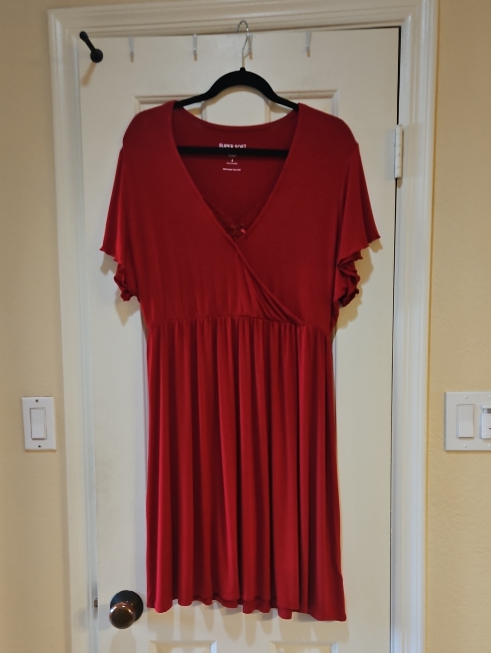 torrid Red V-Neck Faux-Wrap Midi Nightgown